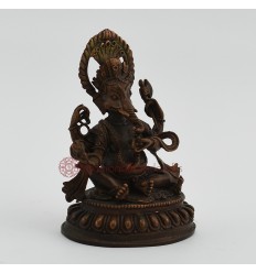Machine Made Oxidized Copper Alloy 4" Four Armed Ganesha Statue