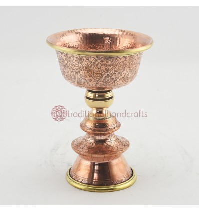 Hand carvings Copper Alloy with Brass 4" Butter Lamp