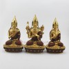  Hand Made Copper Alloy with Partly Gold Gilding 9.25" Guru Tsongkhapa Statues Set  Statues