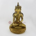 Hand Made Copper Alloy with  24 Karat Gold Gilded 14" Crowned Ratnasambhava Buddha Statue