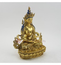 Hand Made Copper Alloy with Gold Gilded 9.5" Aparmita/ Amitayus/ Tsepame Statue