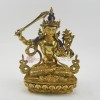 Hand Made Copper Alloy with Gold Gilded 9.5" Manjushri / Jambiyang Statue