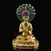 Hand Made Copper Alloy with Gold Gilded 9.25" Nagarjun Buddha Statue