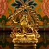 Machine Made Copper Alloy and Gold Plated 4.25" Manjushri Statue