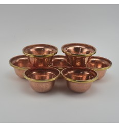 Hand Made Copper Alloy with Brass Ring 3.5" Water Offering Bowls Set