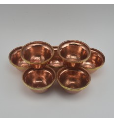 Hand Made Copper Alloy with Brass Ring 3.5" Water Offering Bowls Set