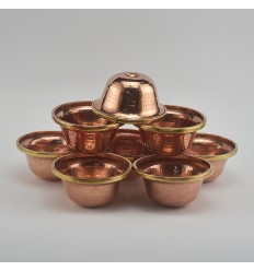 Hand Made Copper Alloy with Brass Ring 3.5" Water Offering Bowls Set