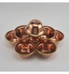 Hand Made Copper Alloy with Brass Ring 3.5" Water Offering Bowls Set