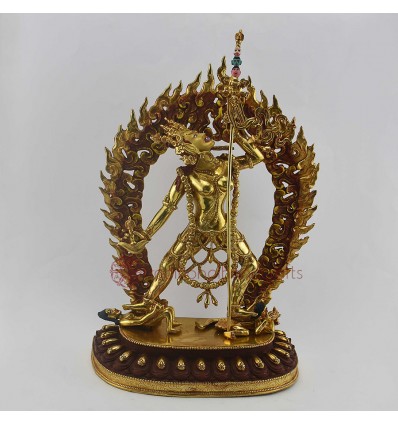 Hand Made Copper Alloy with Gold Gilded and Hand Painted Face 14" Vajrayogini / Dakini Statue