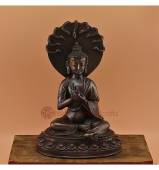 Hand Made Oxidized Copper Alloy 9" Nagarjuna Budddha Statue from Patan, Nepal