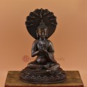 Hand Made Oxidized Copper Alloy 9" Nagarjuna Budddha Statue from Patan, Nepal