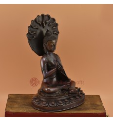 Hand Made Oxidized Copper Alloy 9" Nagarjuna Budddha Statue from Patan, Nepal