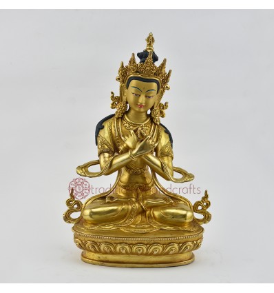 Hand Made Copper Alloy with Gold Gilded12.5" Vajradhara / Dorje Chang Statue 