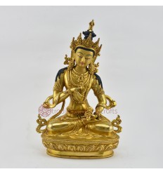 Hand Carved Painted 12.5" Vajrasattva / DorjeSempa Gold Gilded Copper Statue