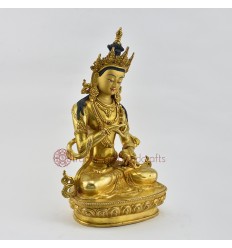 Hand Carved Painted 12.5" Vajrasattva / DorjeSempa Gold Gilded Copper Statue