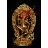 Fine Quality13.25" Simha Mukhi Jogini Dakini Antiquated Gold Gilded Copper Statue Patan