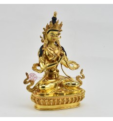 Fine Quality Gold Gilded Hand Carved Face Painted 9" Vajradhara Copper Statue from Patan, Nepal