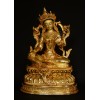 Fine Quality Hand Carved Gold Face Painted 15" Green Tara Copper Gold Gilded Statue From Patan, Nepal