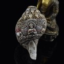 Hand carved  Five Dhyani Buddha Carved Conch Shell Horn / Shankha