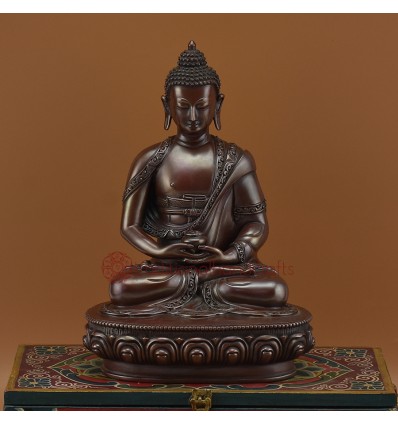 Hand Made Oxidized Copper Alloy 9" Amitabha/Amida Opame Buddha  Statue 