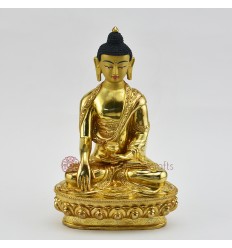 Hand Made Copper Alloy with 24 Karat Gold Gilded 8.25" Shakyamuni Buddha Statue