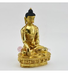 Hand Made Copper Alloy with 24 Karat Gold Gilded 8.25" Shakyamuni Buddha Statue