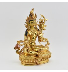 Hand Carved 9" Red Tara  Gold Gilded Copper Alloy  Statue From Nepal