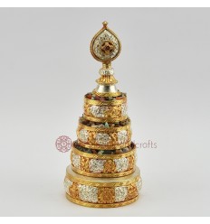 Hand Made Tibetan Buddhist Copper Alloy Gold and Silver Plated 3" Mandala Set