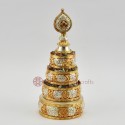 Hand Made Tibetan Buddhist Copper Alloy Gold and Silver Plated 3" Mandala Set