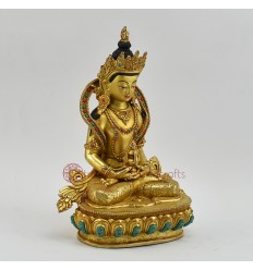 Hand Made Copper Alloy with Gold Gilded 9" Aparmita / Amitayus / Tsepame Statue