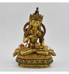 Hand Made Copper Alloy with Gold Gilded 9" Vajrasattva / Dorjesempa Statue