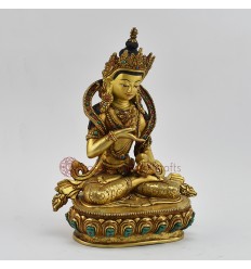 Hand Made Copper Alloy with Gold Gilded 9" Vajrasattva / Dorjesempa Statue