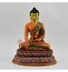 Hand Made Copper Alloy with Multicolored Finish 10.5" Shakyamuni Buddha Statue