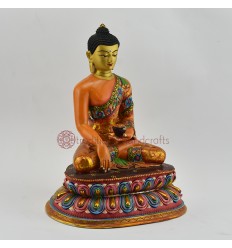 Hand Made Copper Alloy with Multicolored Finish 10.5" Shakyamuni Buddha Statue
