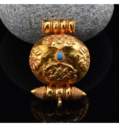 Gold Plated Copper Alloy decorated with Turquoise Stone Ghau Pendant Box