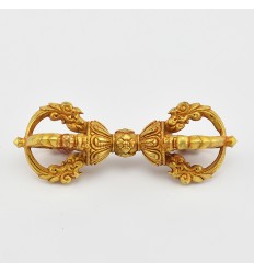 Hand Made Copper Alloy with Gold Plated 5.5" Vajra or Dorje