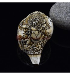 Authentic Hand Carved Vajrapani Carved Conch Shell Horn