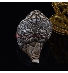 Beautiful Hand Carved Ganesha Carved Conch Shell Horn