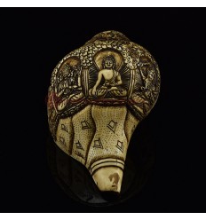 Beautiful Hand Carved Shakyamuni Buddha Carved Conch Shell Horn