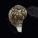 Tibetan Buddhist Hand Carved Black Mahakala Carved Conch Shell Horn