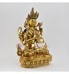 Buddhist Hand Made Copper Alloy with Gold Gilded 14" Chenrezig Statue