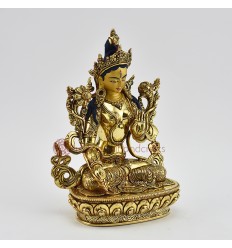 Hand Made Copper Alloy with Gold Gilded 9.5" White Tara / Dholkar Statue
