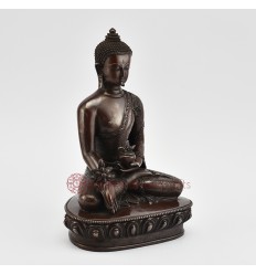 Tibetan Buddhist Oxidized Copper Alloy 8.5" Medicine Buddha / Menlha Statue