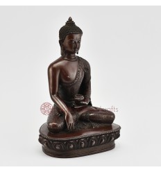 Tibetan Buddhist Oxidized Copper Alloy 8.5" Shakyamuni Buddha / Tomba Statue