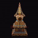 Beautiful Hand Made Gold Plated Copper Alloy 17.5" Stupa / Chaitya / Chorten