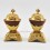 Hand Made Copper Alloy with Gold Plated Hand Carved Buddhist Tibetan Kapala Set