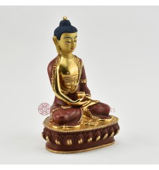 Hand Made Copper Alloy with Partly Gold Gilded 8.25" Amitabha Buddha Statue