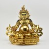 Hand Carved 9.25" Yellow Jambhala Copper Alloy Gold Gilded Finish Statue