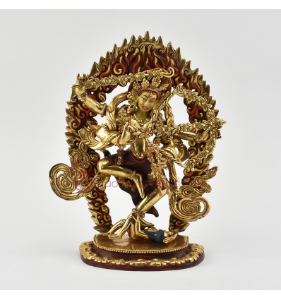 Hand made Copper Alloy with partly  Gold Gilded 8" Kurukulla Statue