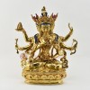 Hand Carved Gold Face Painted 13.25" Namgyal Copper Alloy with Gold Gilded Statue From Patan, Nepal